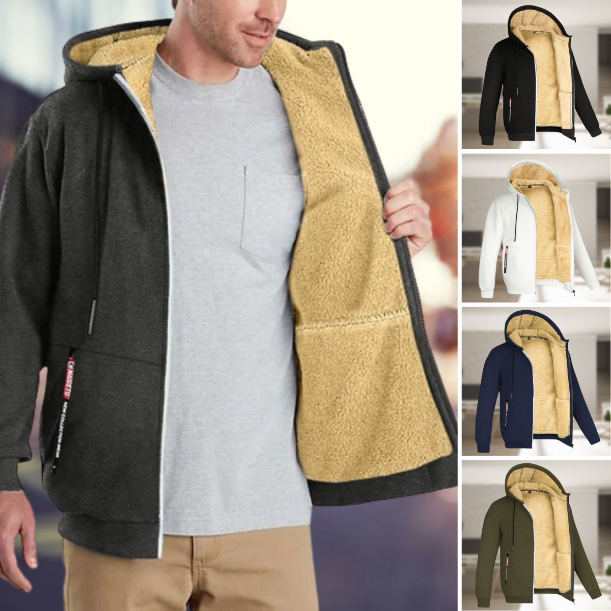 WärmeCapuchon - Stijlvolle Heren Jas met Kap en Fleece voor Herfst en Winter