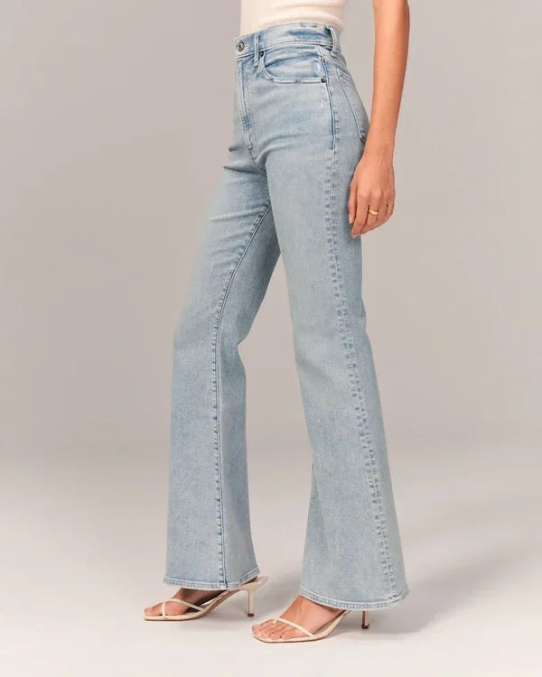 Stijlvolle Flare Jeans met Hoge Taille en Stretch.