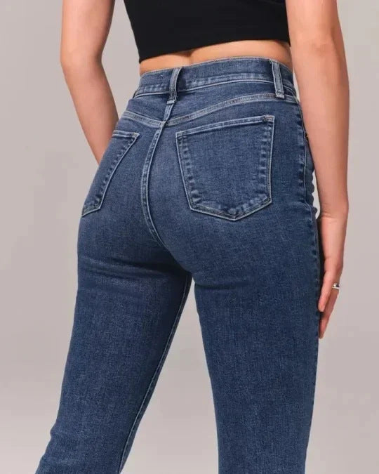 Stijlvolle Flare Jeans met Hoge Taille en Stretch.