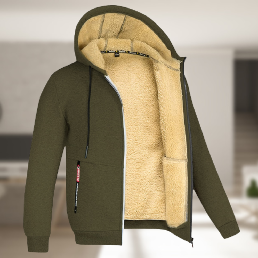 WärmeCapuchon - Stijlvolle Heren Jas met Kap en Fleece voor Herfst en Winter