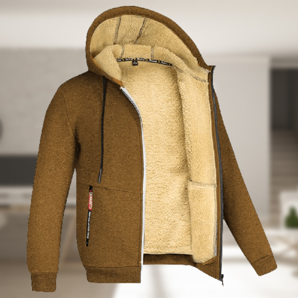 WärmeCapuchon - Stijlvolle Heren Jas met Kap en Fleece voor Herfst en Winter