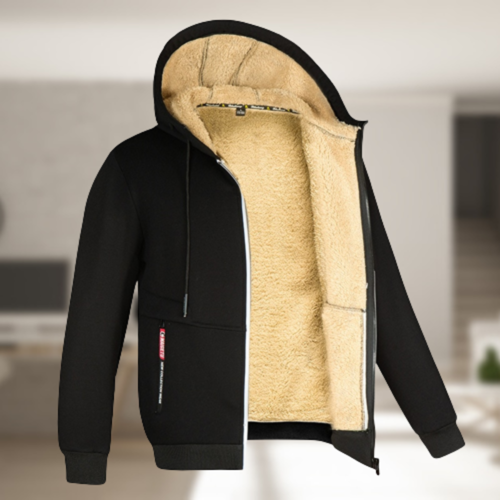 WärmeCapuchon - Stijlvolle Heren Jas met Kap en Fleece voor Herfst en Winter