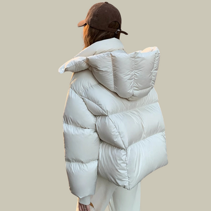 Aurélie – Warme Korte Puffer Jas met Capuchon voor Dames