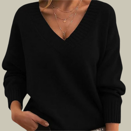 Serena – Luxe Premium Wol V-Hals Trui voor Dames