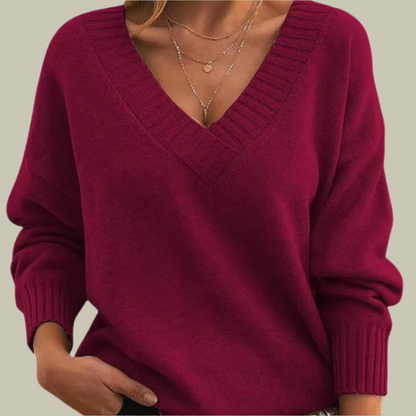 Serena – Luxe Premium Wol V-Hals Trui voor Dames