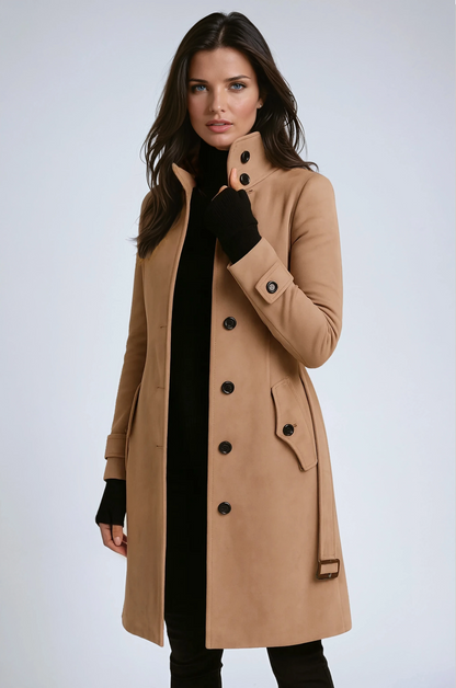 Saffron – Trench Winterjas met Hoge Kraag voor Dames