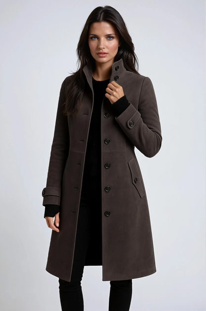Saffron – Trench Winterjas met Hoge Kraag voor Dames