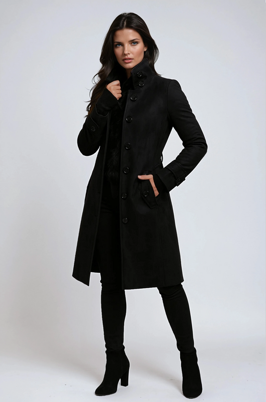 Saffron – Trench Winterjas met Hoge Kraag voor Dames