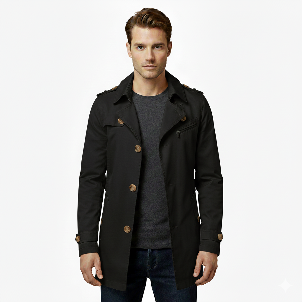 Caspian – Zweireihige Lange Trenchcoat voor Heren | Winter