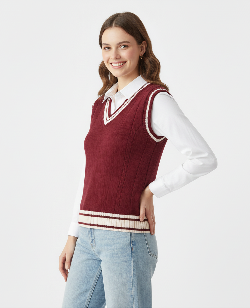 Elowen – Sportieve V-hals Sweater Vest voor Dames
