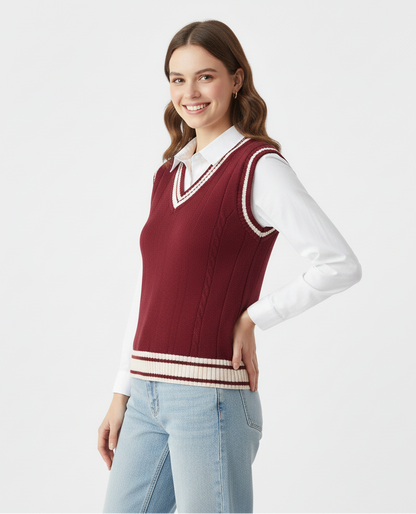 Elowen – Sportieve V-hals Sweater Vest voor Dames