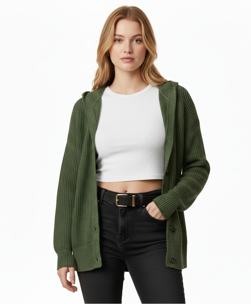 Élodie – Dames Gestrikte Warme Strickjacke met Knopen | Voor Knusse Koude Dagen