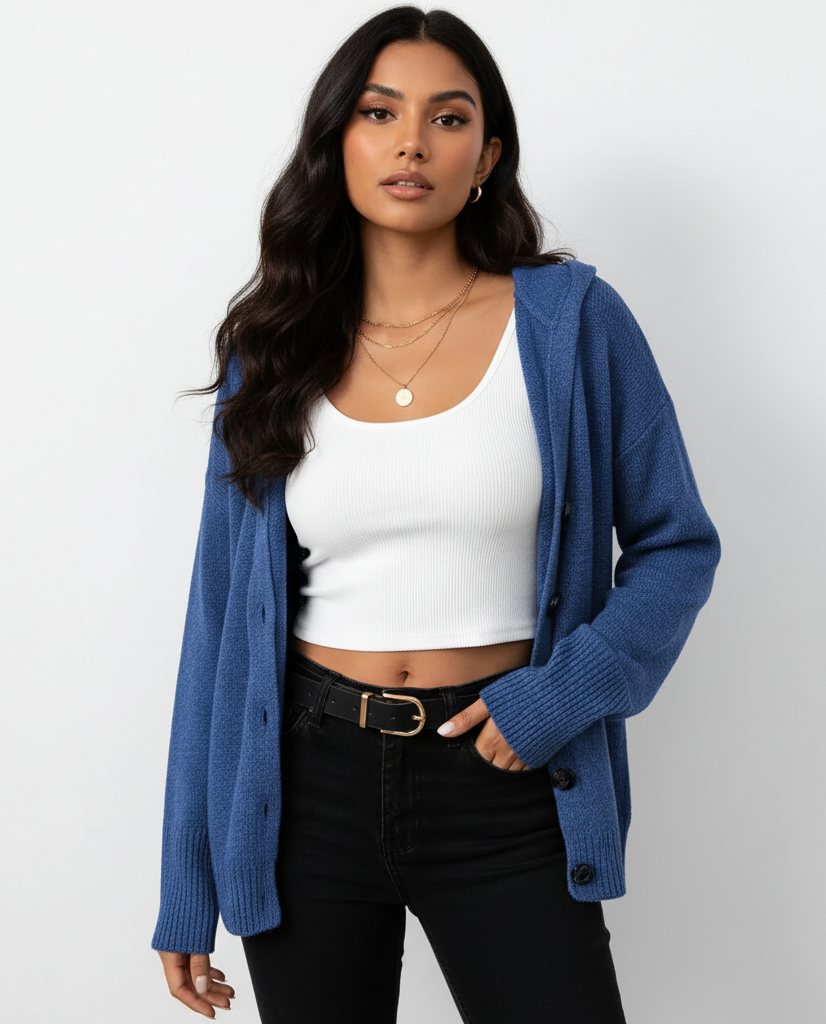 Élodie – Dames Gestrikte Warme Strickjacke met Knopen | Voor Knusse Koude Dagen