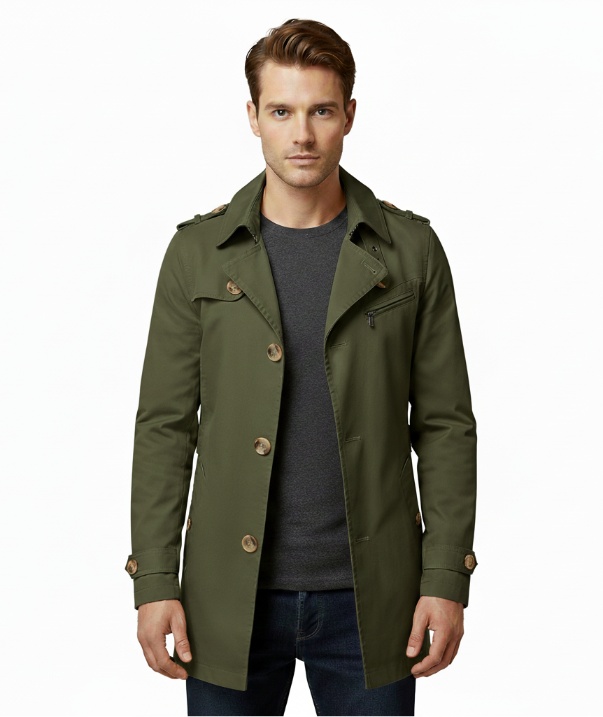 Caspian – Zweireihige Lange Trenchcoat voor Heren | Winter