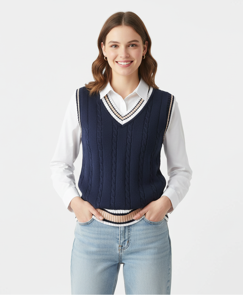Elowen – Sportieve V-hals Sweater Vest voor Dames