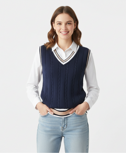 Elowen – Sportieve V-hals Sweater Vest voor Dames
