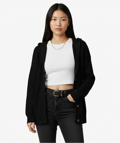 Élodie – Dames Gestrikte Warme Strickjacke met Knopen | Voor Knusse Koude Dagen