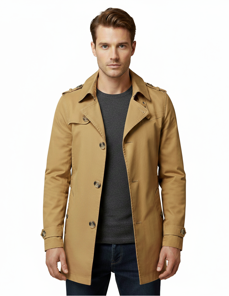 Caspian – Zweireihige Lange Trenchcoat voor Heren | Winter