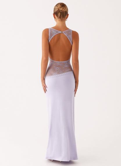 Liora – Maxi Jurk met Kant Taille & Hoge Halslijn voor Dames