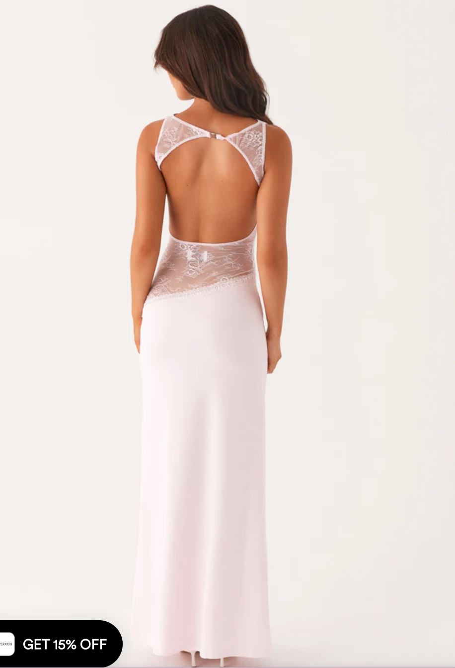 Liora – Maxi Jurk met Kant Taille & Hoge Halslijn voor Dames