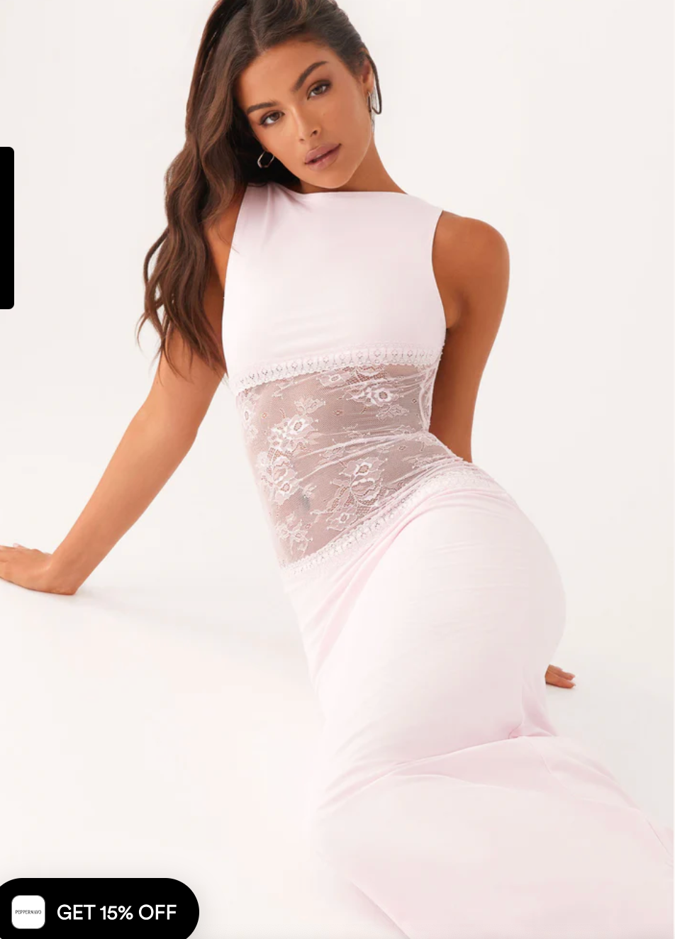 Liora – Maxi Jurk met Kant Taille & Hoge Halslijn voor Dames