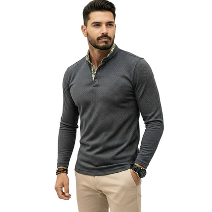Varenne – Stijlvolle Longsleeve Polo met Gekleurde Boordkraag voor Heren