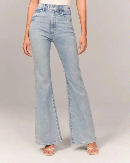 Stijlvolle Flare Jeans met Hoge Taille en Stretch.