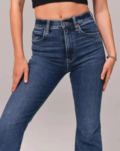 Stijlvolle Flare Jeans met Hoge Taille en Stretch.