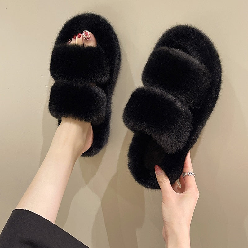 Pluizige Winter Slippers voor Vrouwen