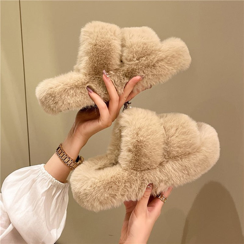 Pluizige Winter Slippers voor Vrouwen